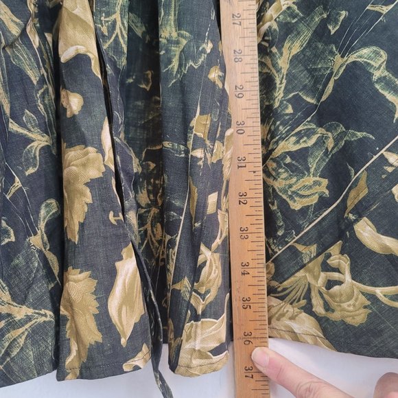 GARYGraham422 Womens Size L Army Floral Long Sleeve Dress Button Front Tie Back - Picture 10 of 12